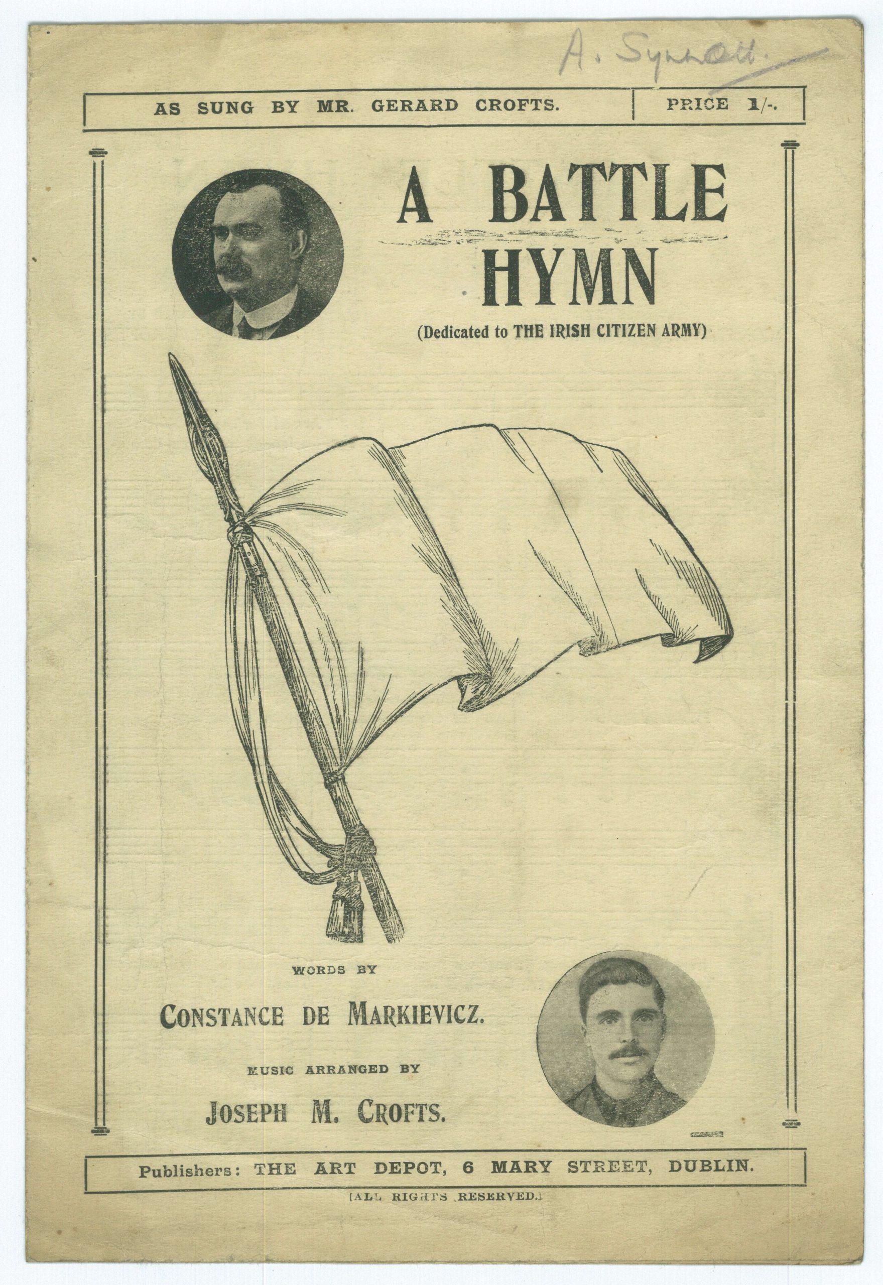 ‘A Battle Hymn’ Cover, Dedicated to the ICA. Words by Constance de Markievicz