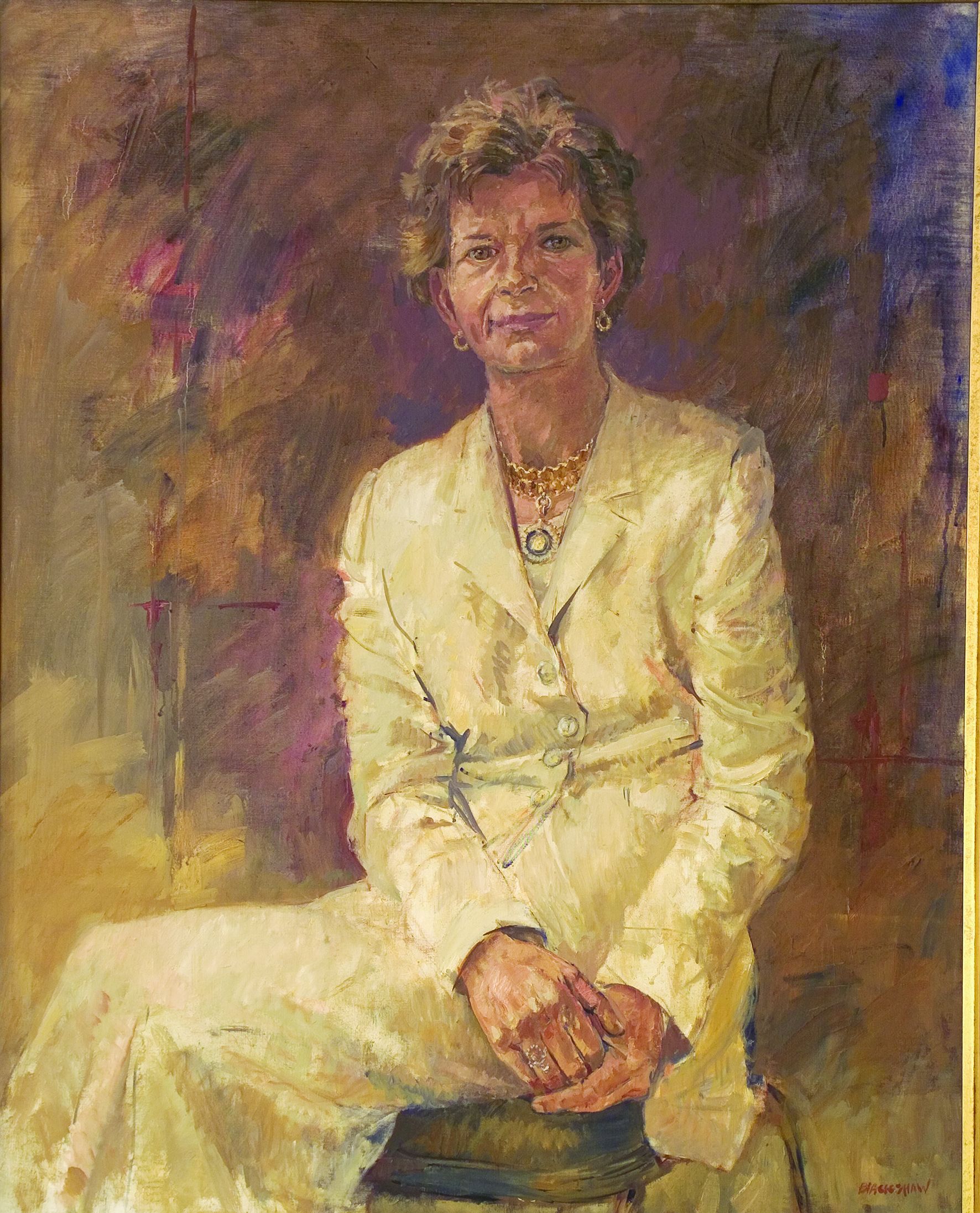 Irish President Mary Robinson portrait by Basil Blackshaw at Áras an Uachtaráin. Dublin, Ireland.